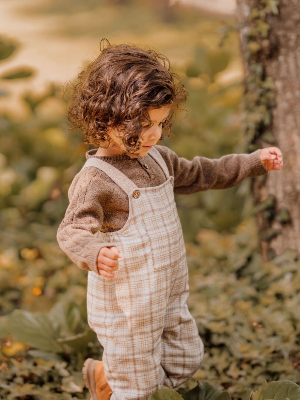 Jardineiras com padrão xadrez tartan | LITTLE TEDDY BEAR - Wedoble