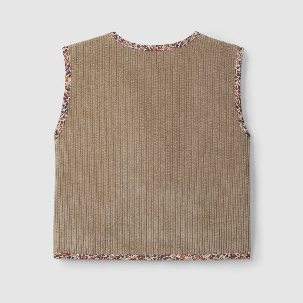 Colete em bombazine com pelo - Laranjinha