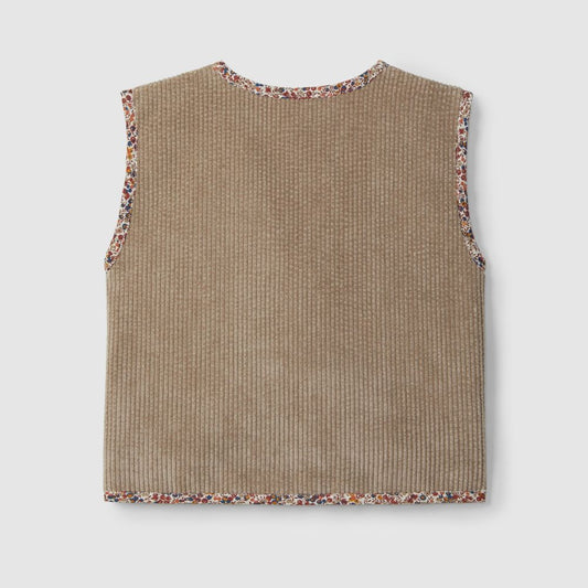 Colete em bombazine com pelo - Laranjinha