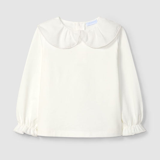 Longsleeve em algodão com gola de folho - Laranjinha