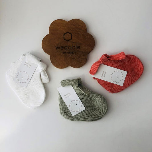 Bottines en tricot de coton avec noeud | ÉTÉ ET BONHEUR - Wedoble 