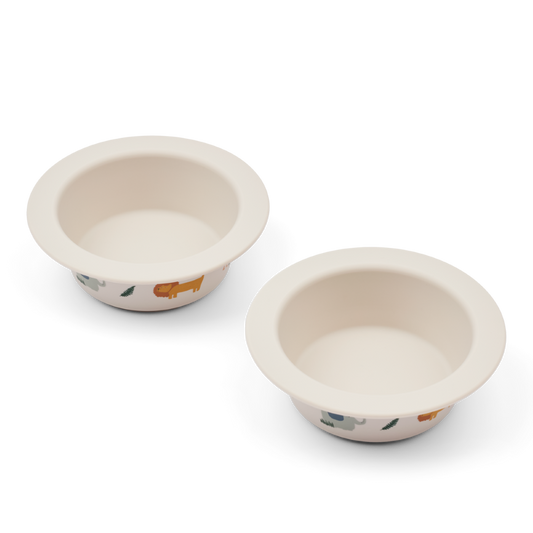 Lot de 2 bols à ventouse Pivoine Safari Sandy Mix - Liewood