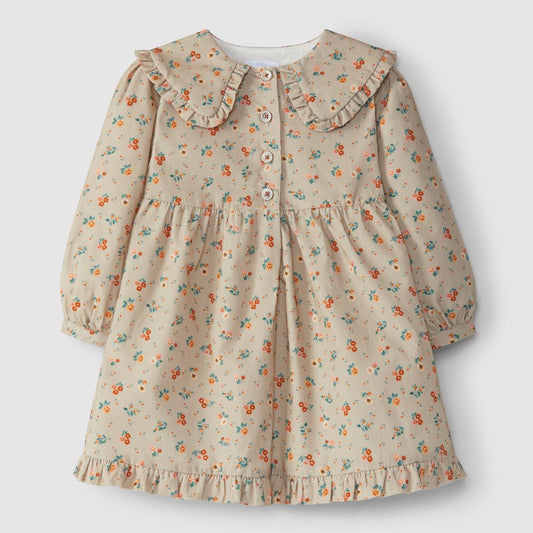 Robe en micro-velours côtelé fleuri - Laranjinha