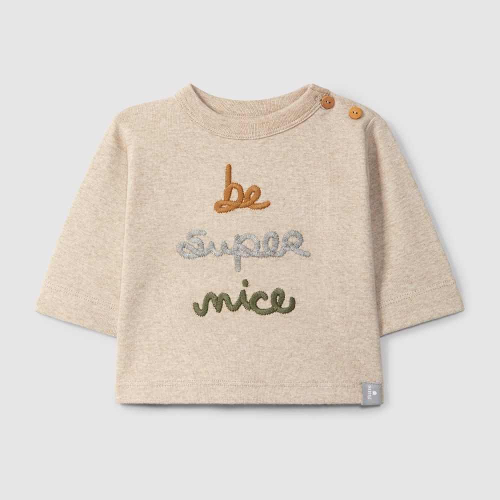 Longsleeve em algodão com bordado "be super nice" - Snug