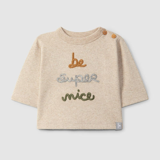 Longsleeve em algodão com bordado "be super nice" - Snug