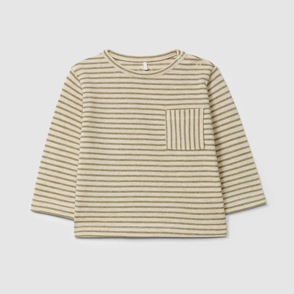Longsleeve em piquet de riscas - Laranjinha