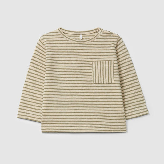 Longsleeve em piquet de riscas - Laranjinha