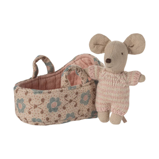 Ratinho bebé na alcofa Rosa - Maileg