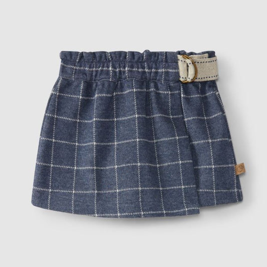 Jupe-short pull-up en tissu à carreaux - Laranjinha