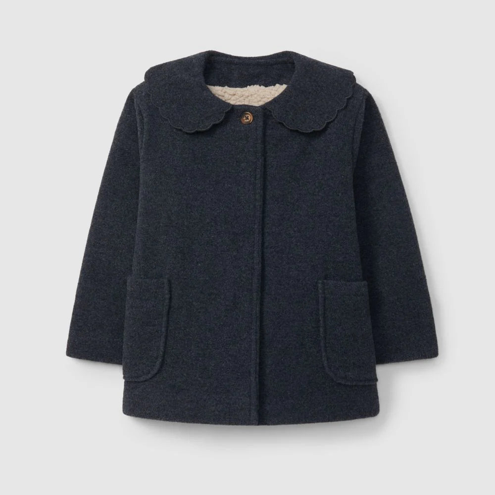 Sobretudo gola detalhe boleado e bolsos - Laranjinha