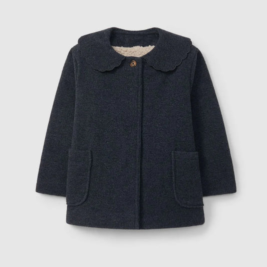 Sobretudo gola detalhe boleado e bolsos - Laranjinha