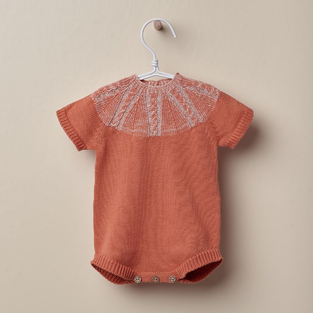 Combinaison en tricot de coton à manches courtes | CÔTÉ HEUREUX - Wedoble