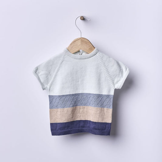 Camisola de manga curta tricotada em algodão | SEA BREEZE - Wedoble