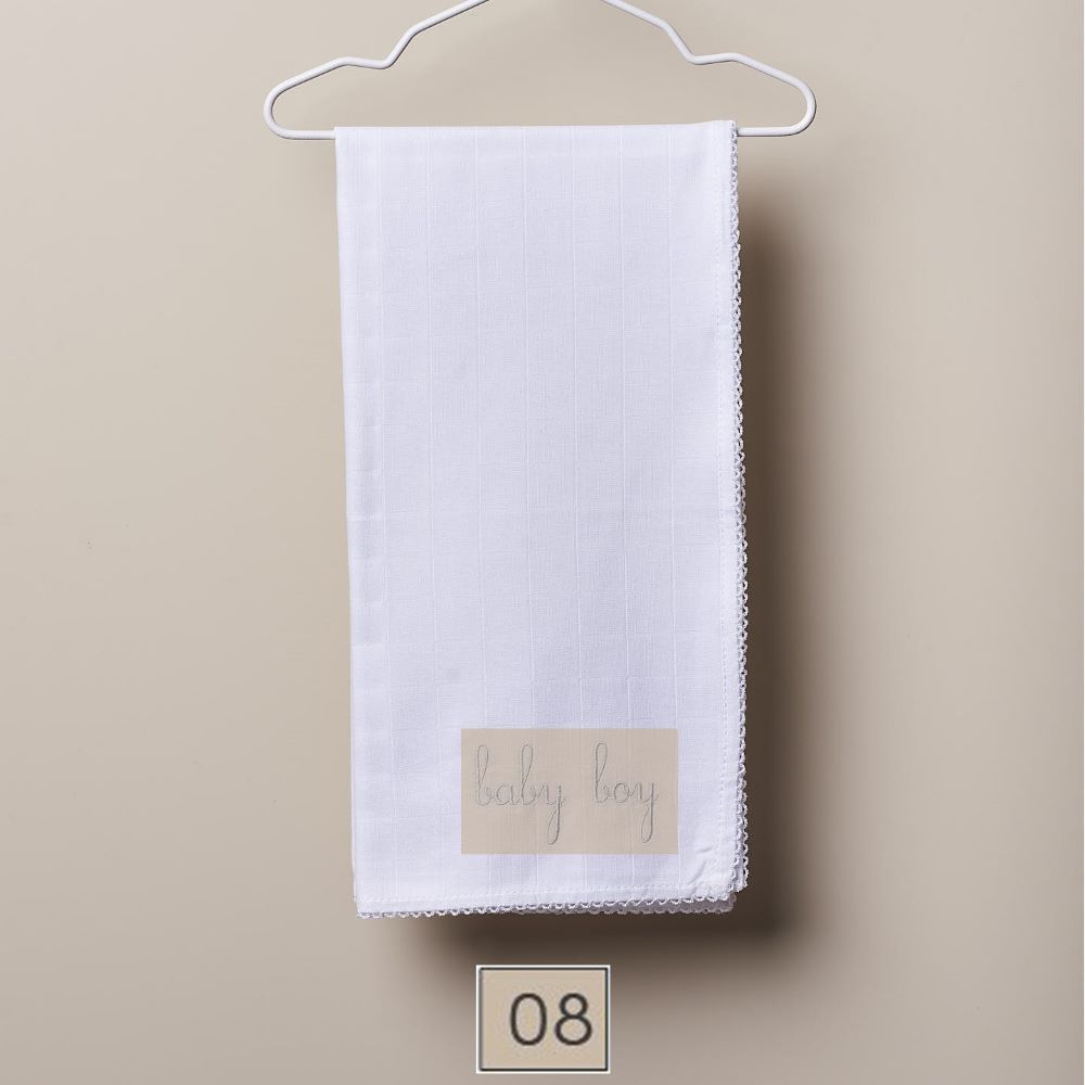 Fralda de pano bordada com as palavras "baby boy" | BOUNDLESS LOVE - Wedoble