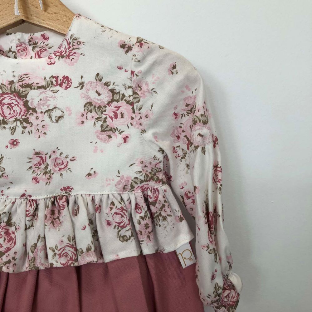 Robe fleurie rose à volants - Puer