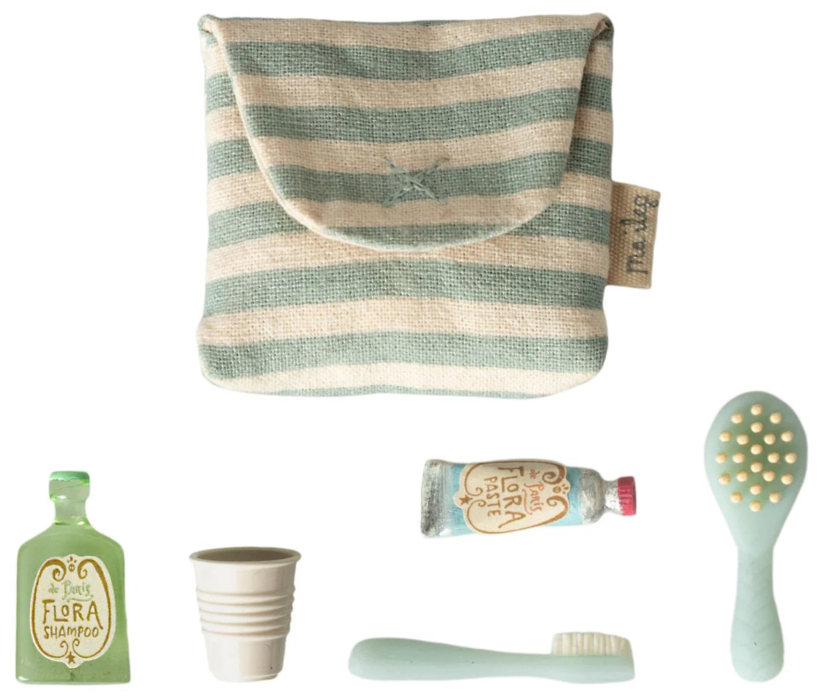 Conjunto de Higiene em Bolsa para Ratinhos Blue Stripe - Maileg