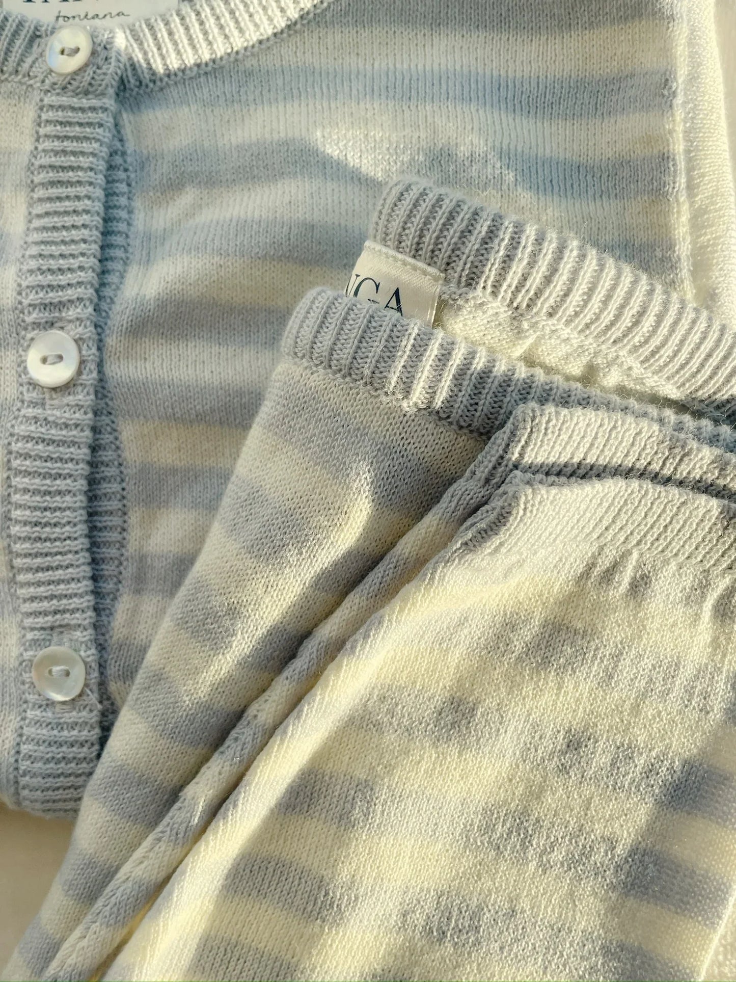 Conjunto Venti Riscas Azul em algodão orgânico - Fanga Fontana - Konges Slojd