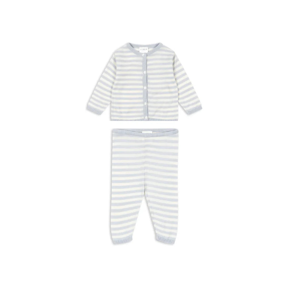Conjunto Venti Riscas Azul em algodão orgânico - Fanga Fontana - Konges Slojd