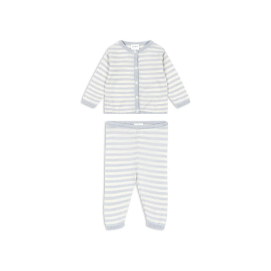 Conjunto Venti Riscas Azul em algodão orgânico - Fanga Fontana - Konges Slojd