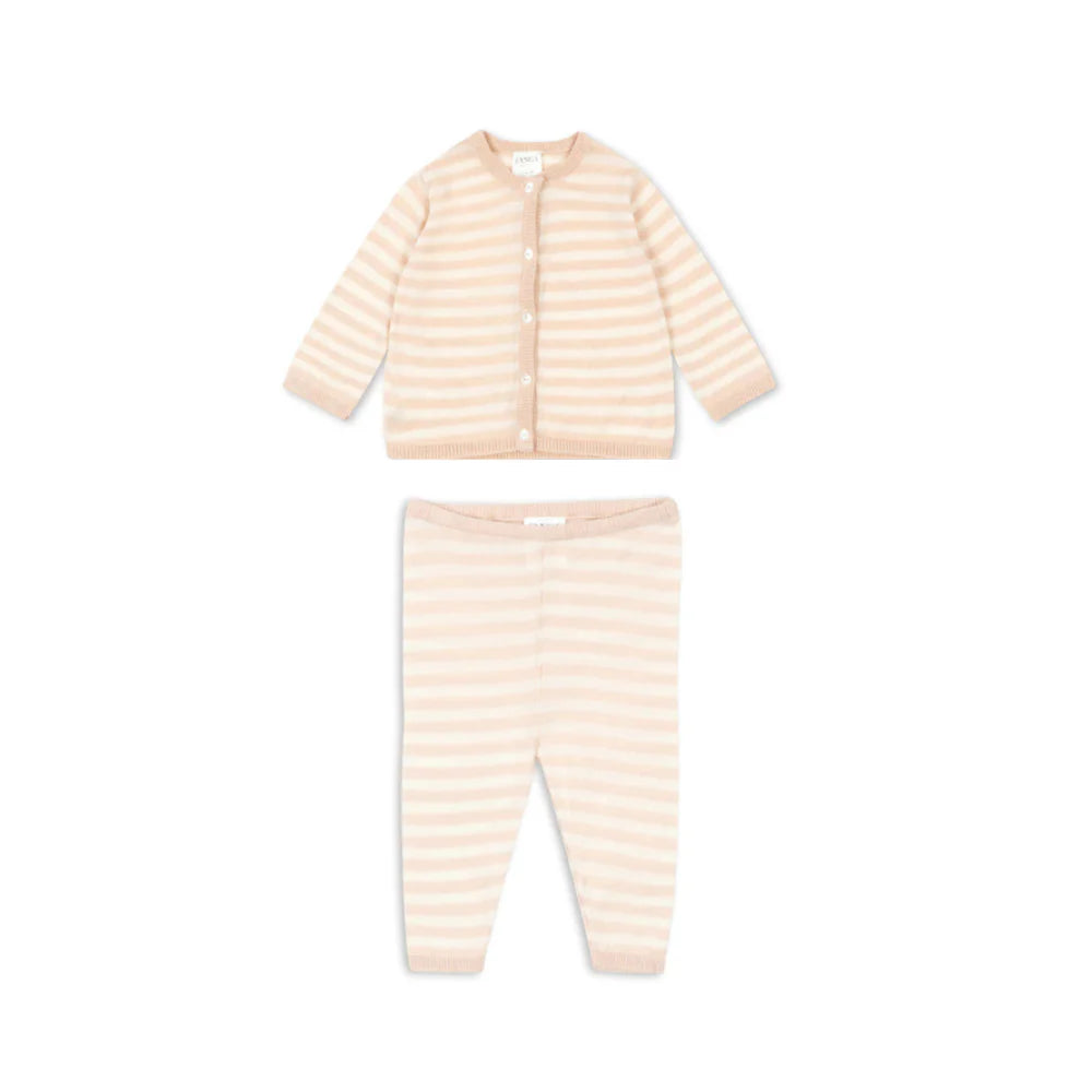 Conjunto Venti Riscas Rosa em algodão orgânico - Fanga Fontana - Konges Slojd
