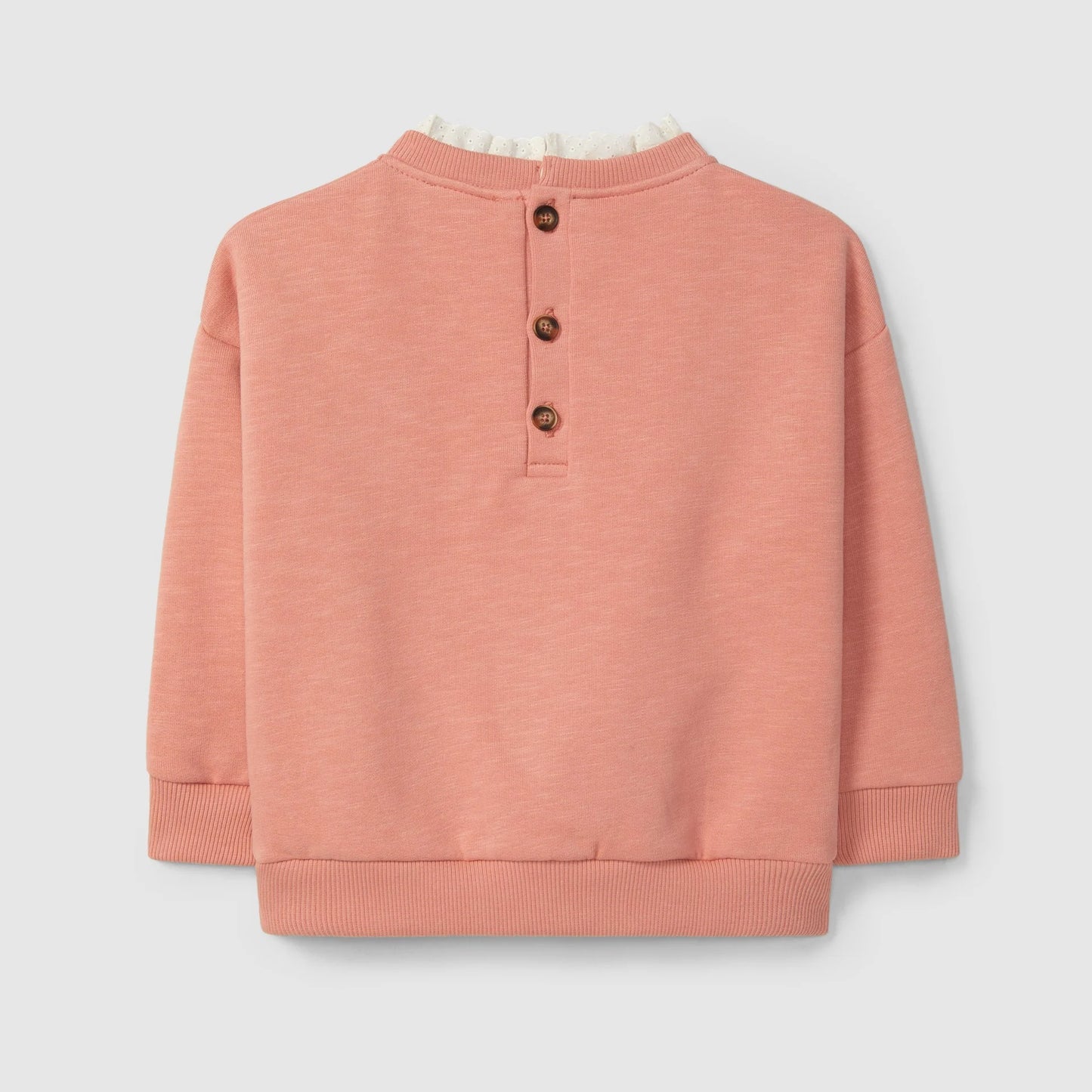 Sweatshirt flor e detalhe de bordado inglês - Laranjinha