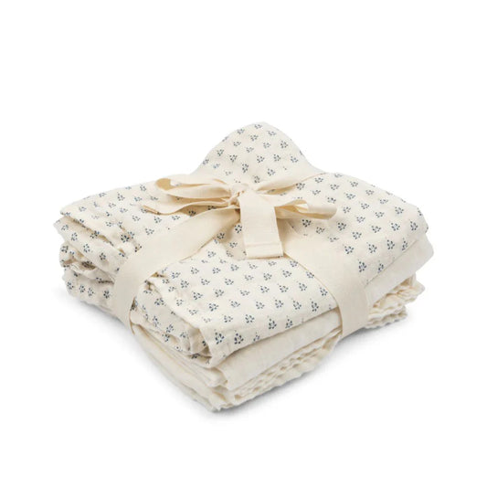 Pack 3 Fraldas de musselina em algodão orgânico Punto Blu - Fanga Fontana - Konges Slojd