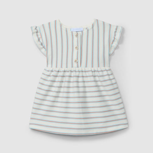 Vestido em felpa de riscas multicolor - Laranjinha